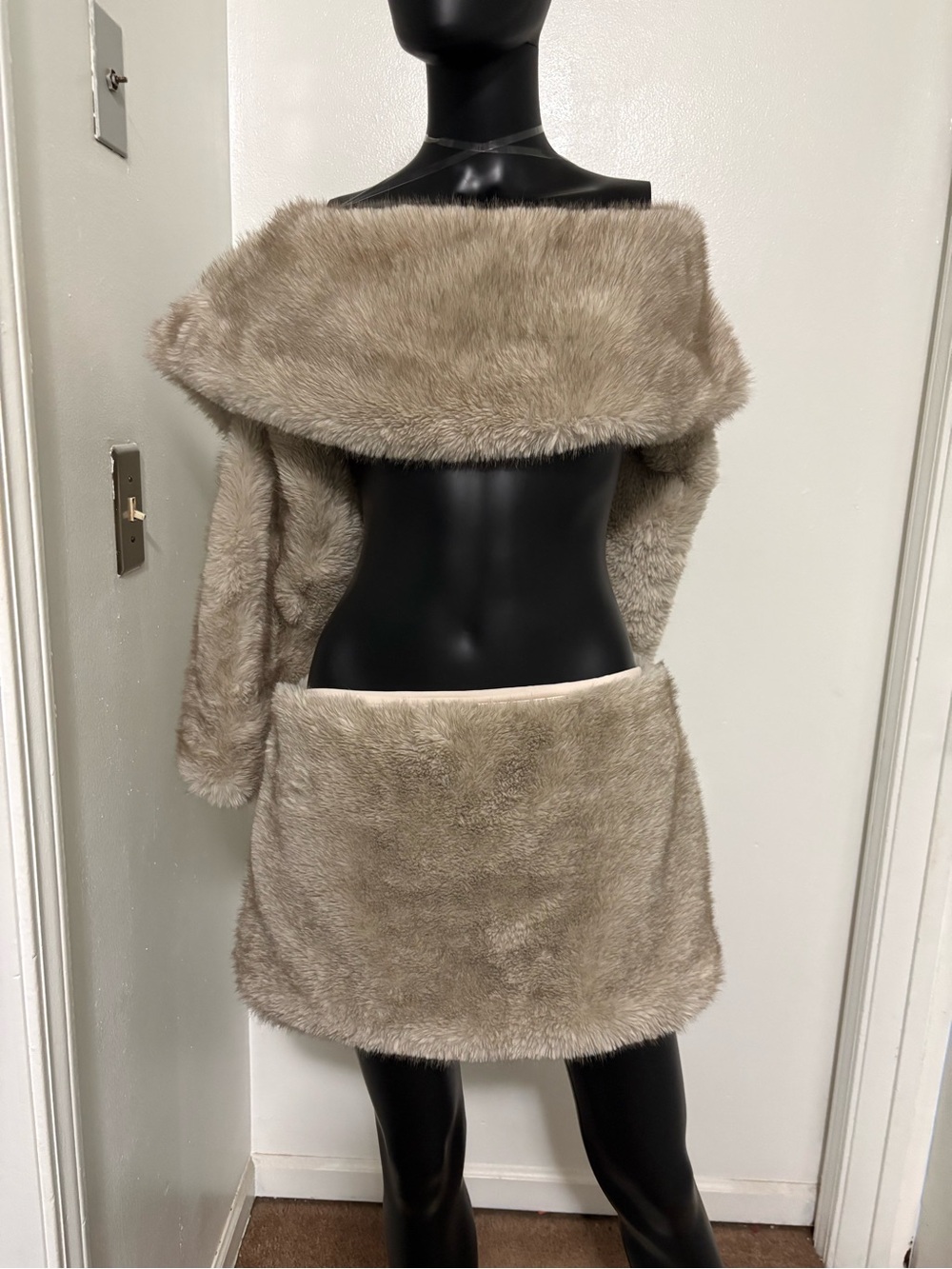 Fashion Nova Cream Faux Fur Two-Piece Set NWOT